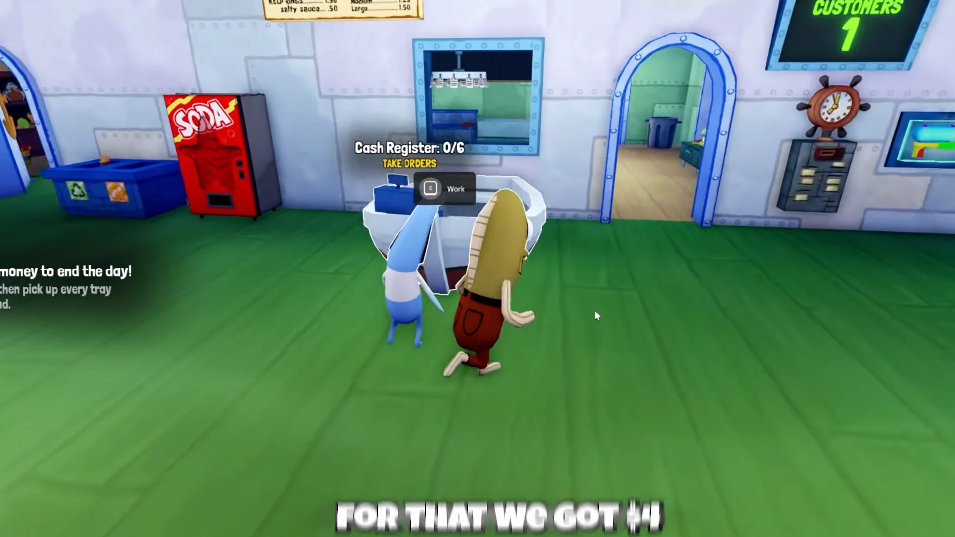 Restaurant cash display during the tutorial