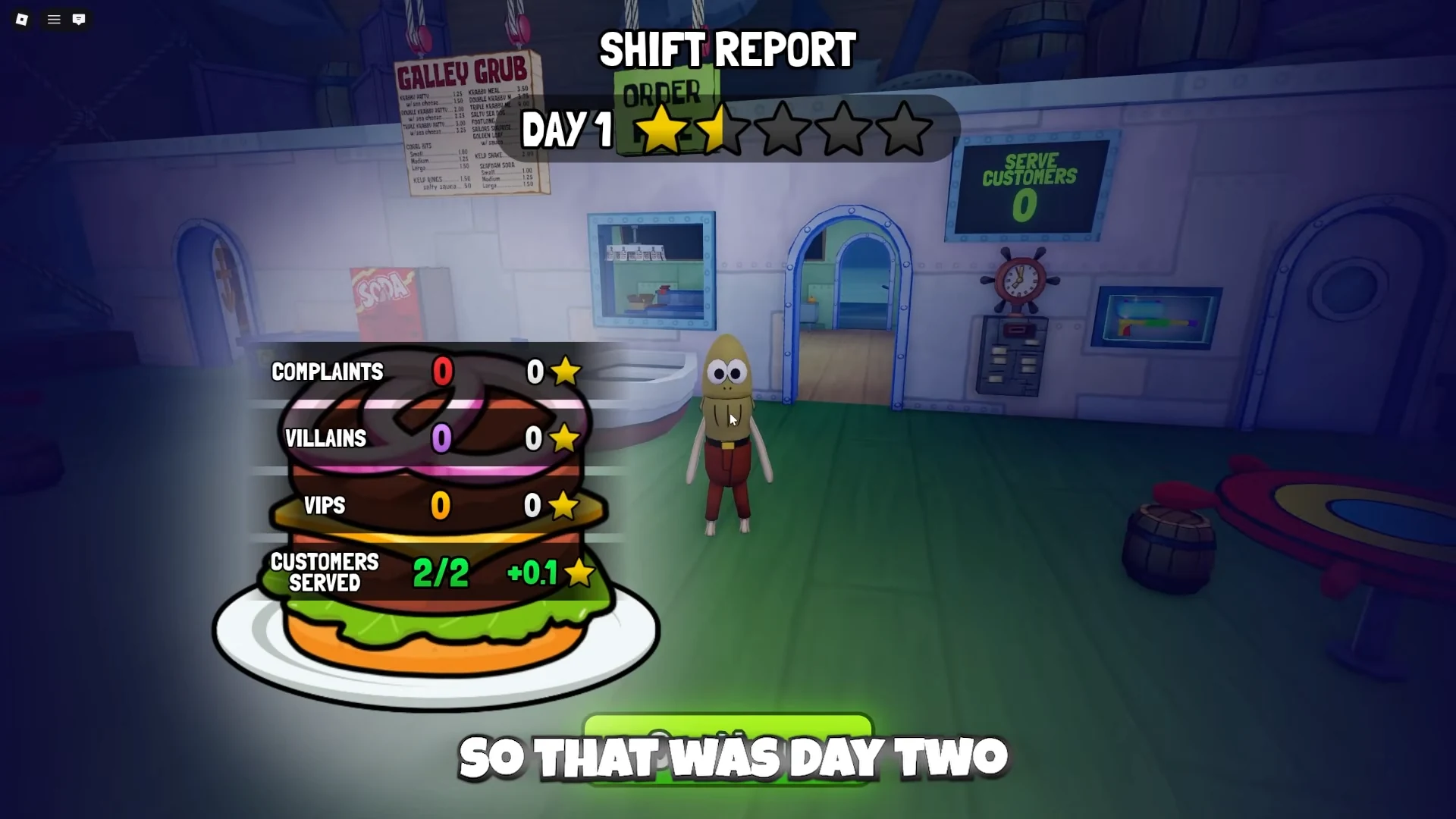DAY 1 Shift Report and completed customer quota